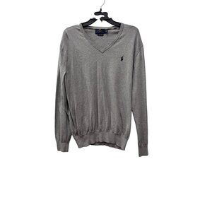 Polo Ralph Lauren Men's Size L Grey V-Neck Sweater Pima Cotton